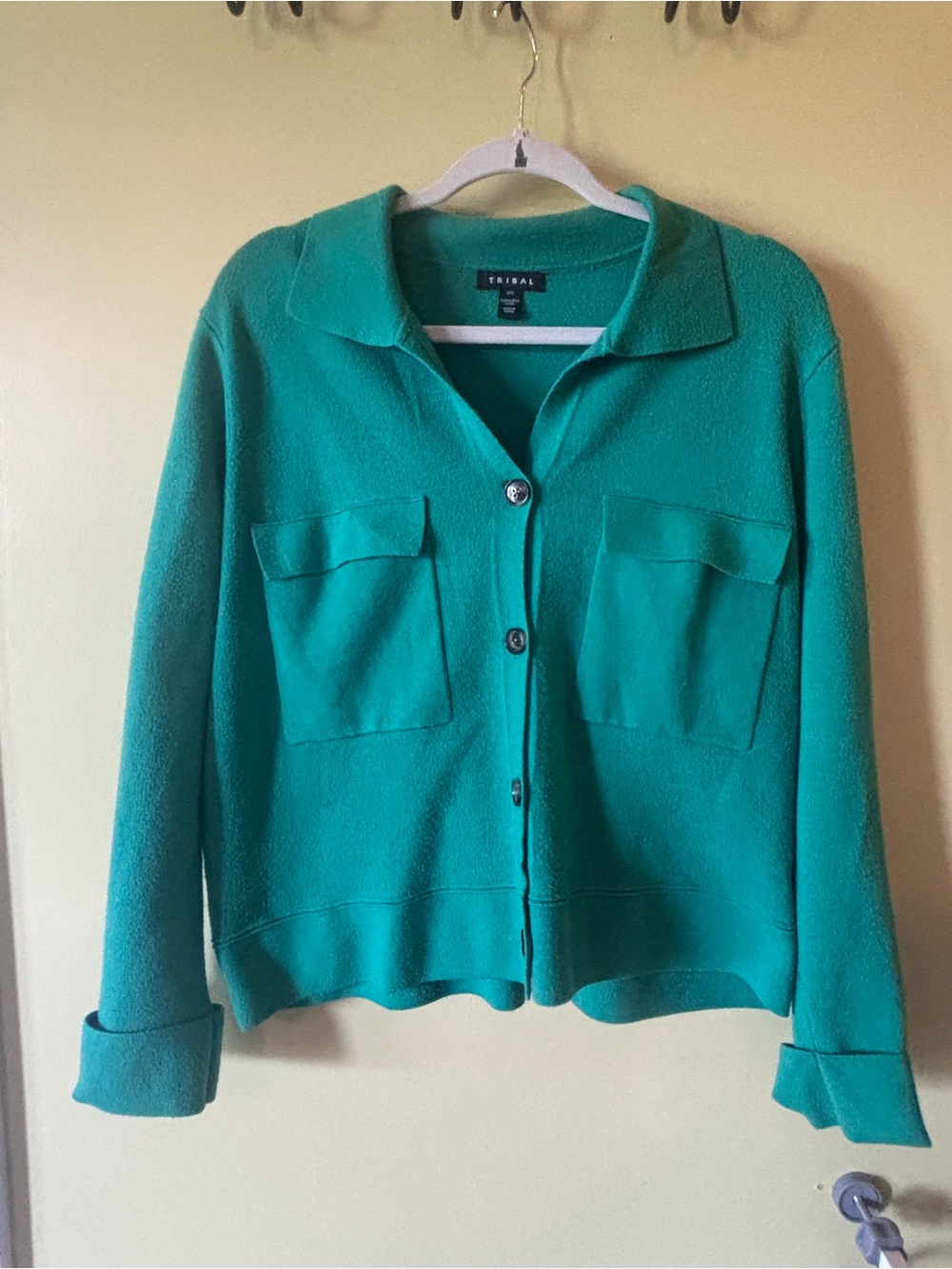 Tribal Emerald Green Collar Cardigan